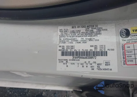 2010 Ford Fusion Se from USA, damaged, VIN 3FAHP0HA6AR308972